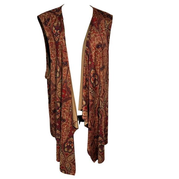 CATHERINES Women's 3X Brown Floral Paisley Western Cardigan Open Cover Up Boho - Picture 1 of 7
